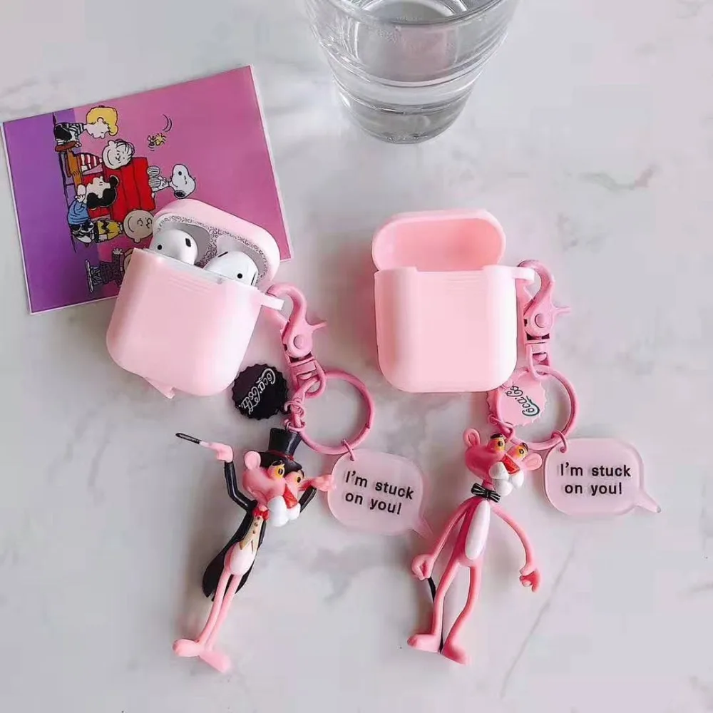 

Unique Cute Handmade Pink Silicone Case For Apple Airpods Accessories Protective Cover Antidust Cartoon Bag DIY Case With Doll