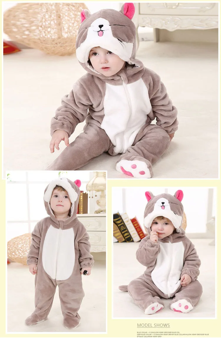 Baby Cartoon Rompers Newborn Hooded Toddler Clothing Boys Girls Minions Animal Jumpsuit Playsuit Costume Flannel Baby Rompers