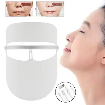 

3 Color Red & Blue & Yellow LED Light Face Mask Skin Rejuvenation Wrinkle Removal Facial Spa Light Therapy