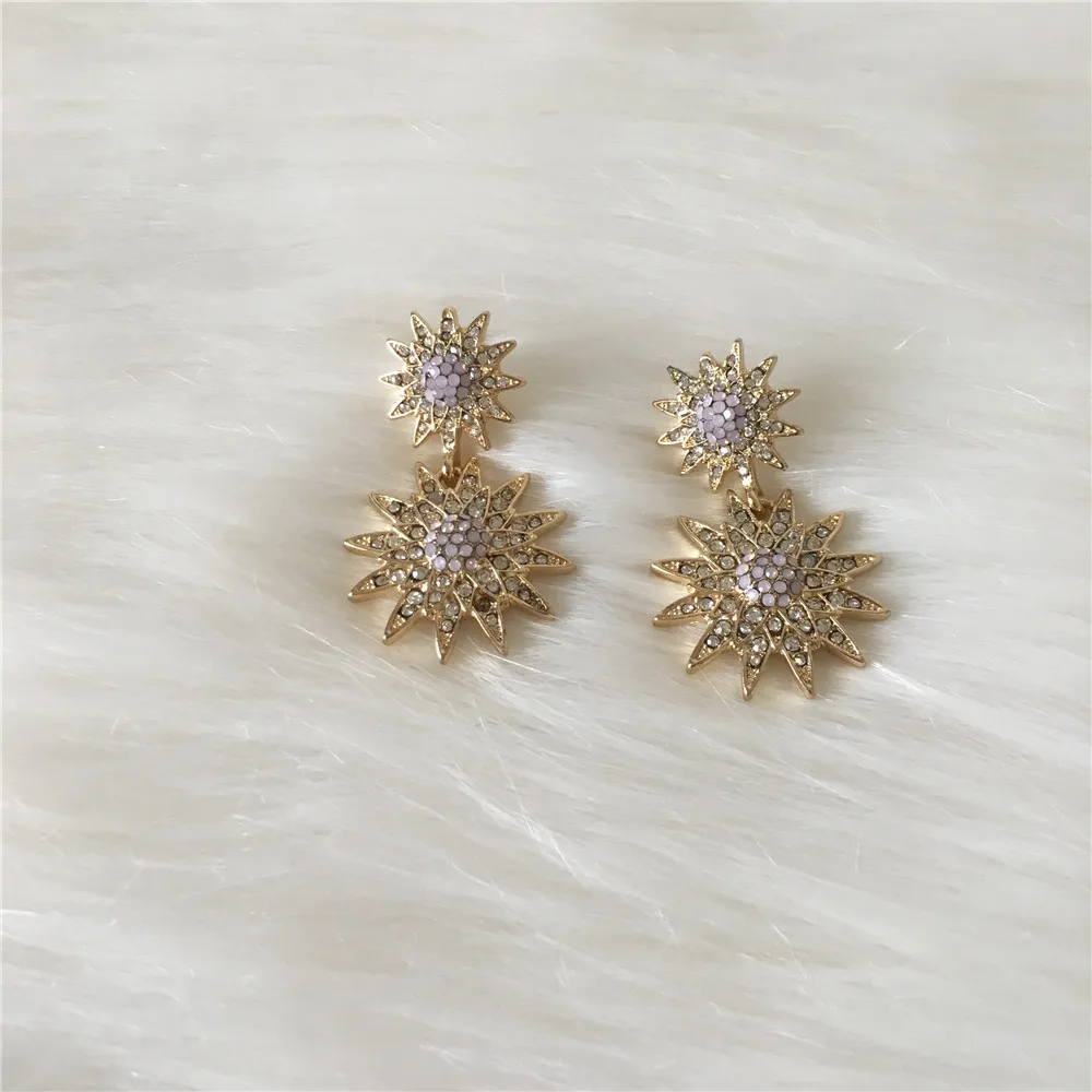 

PRETTY EARRINGS GOLD COLOR PLATING SMALL PINK AND CLEAR STONE SHINY STATEMENT DROP EARRINGS FOR WOMEN GIRL