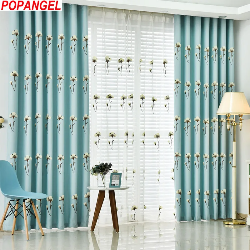 Popangel качественные модные хлопковые шторы с принтом для гостиной вышивкой