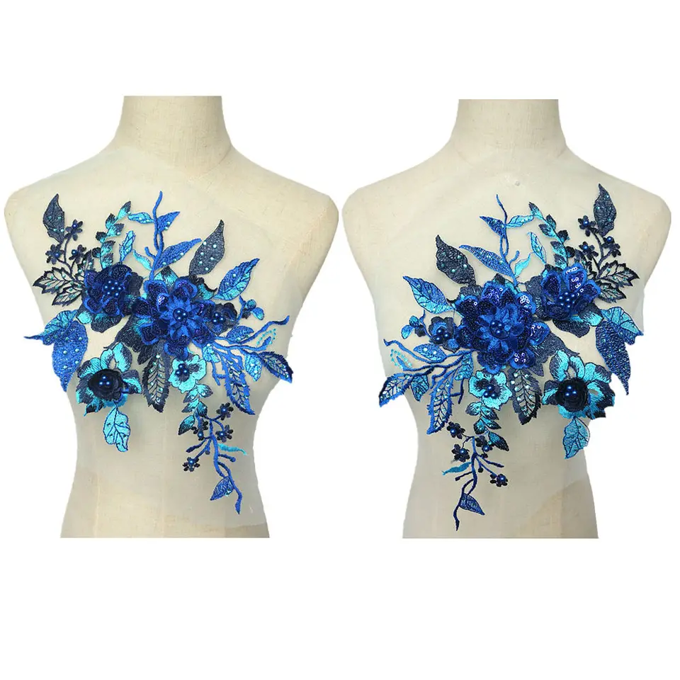 Flowers Lace Fabric Embroidered Patches Wedding Gown