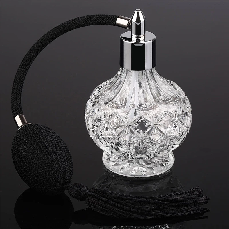 

NEW 80ml Clear Crystal Vintage Perfume Bottle Silver Long Spray Tassels Parfume Atomizer Pump Refillable Glass Bottles