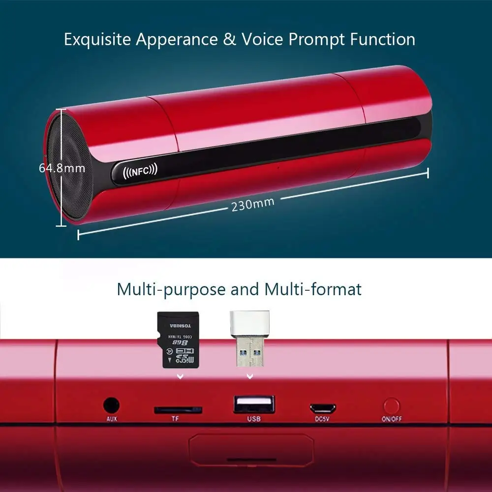 Wireless NFC Speakers Portable Bluetooth FM Radio HIFI LoudSpeakers 6W Stereo Music Surround Computer Speakers For Smart Device