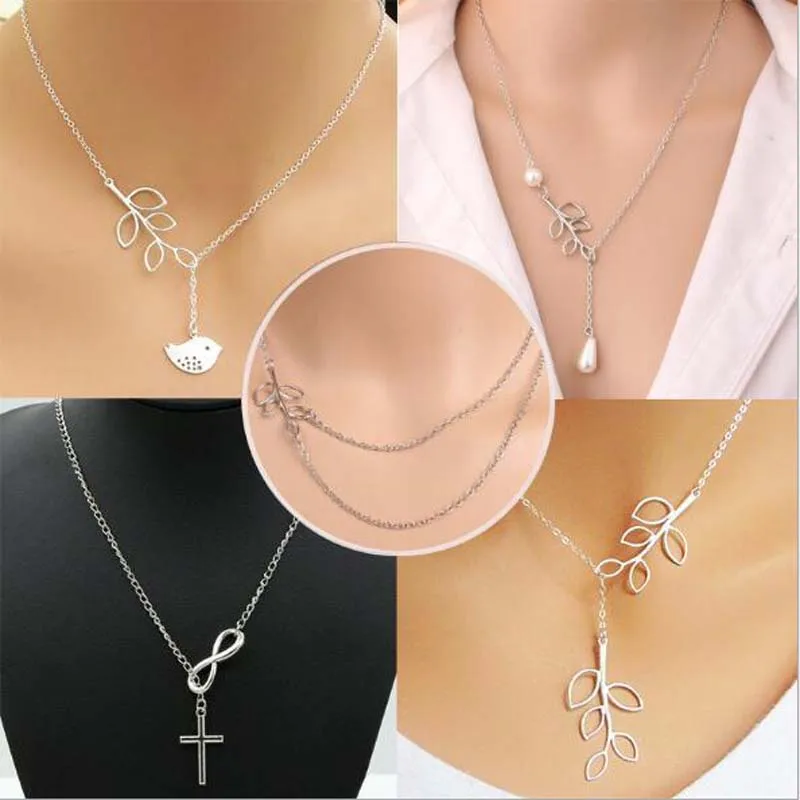 

QMXD Hot new New 2019 Lovely Chic Infinity Cross Long Silver Chain Pendant Fashion Necklaces For Women Jewelry Gift