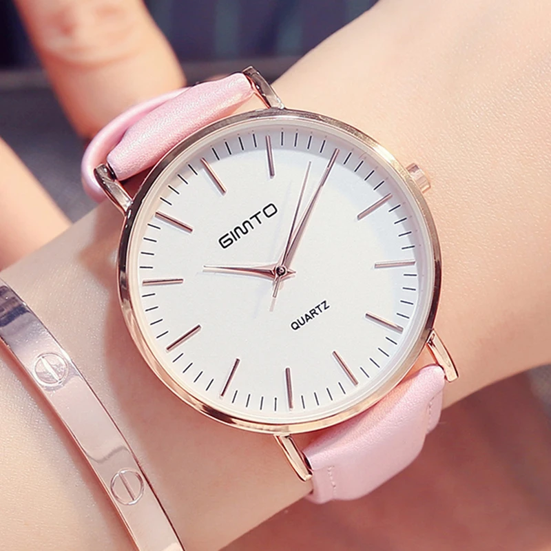 Женские часы леди бренд gimto модные роскошные тонкие водонепроницаемые влюбленные классический кожаный ремешок кварцевые наручные часы relojes Femino