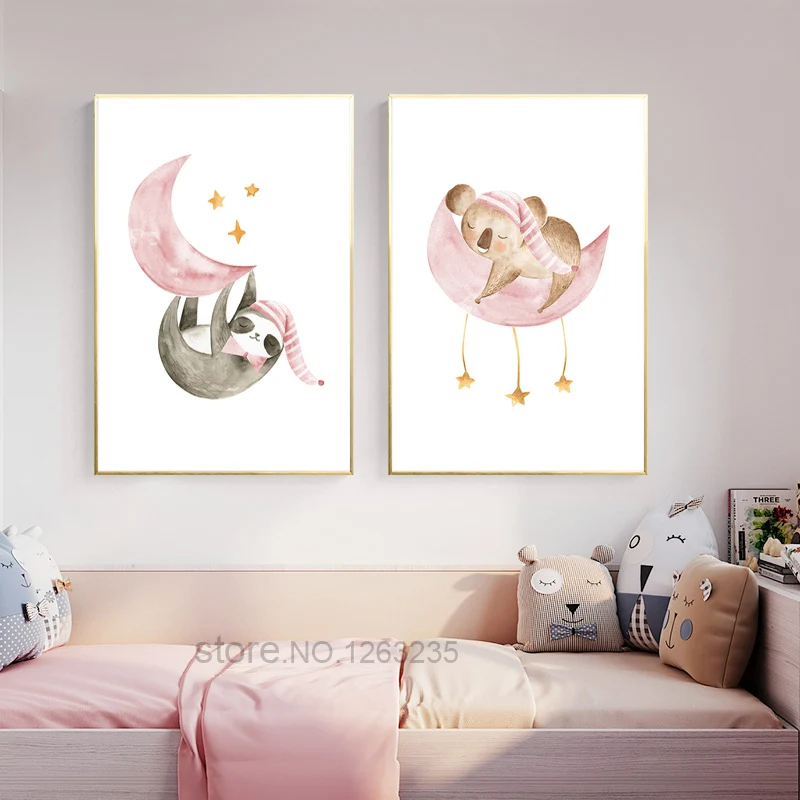 

Koala Sweet Dream Baby Girl Room Decor Posters Cuadros Moon Wall Pictures For Living Room Star Wall Art Canvas Painting Unframed