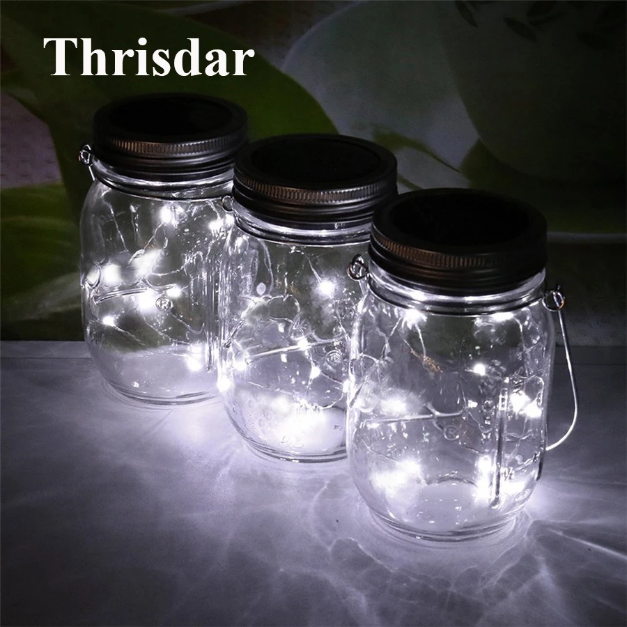 

Thrisdar 3PCS Solar Mason Jar Lid Insert With 1M 10LED Fairy String Light Garland Outdoor Solar Bottle Patio Hanging Lights