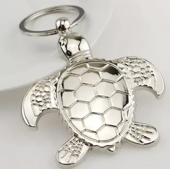

New silver plated turtle tortoise keychains ring animal alloy keychain women keyring bag car charm pendant jewelry SN856