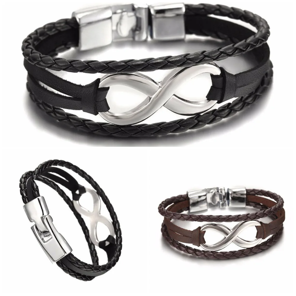 

1PC New Fashion High Quality shaped Leather Bracelets Vintage Diy Bandage Brand Charm Men Women Bracelets Bangles