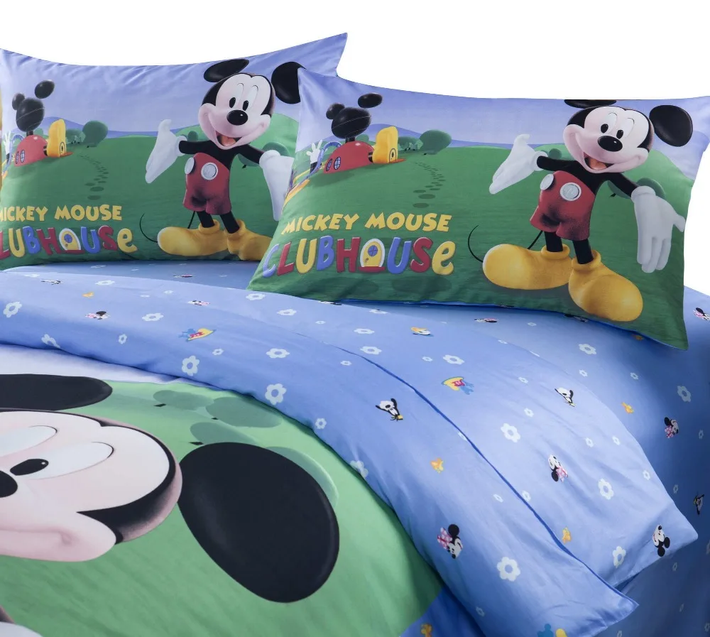 ديزني الكرتون ميكي ماوس كلوب هاوس الفراش النسيج للاطفال ديكور غرفة نوم القطن مجموعة ملايات فراش واحد كامل الملكة الملك
