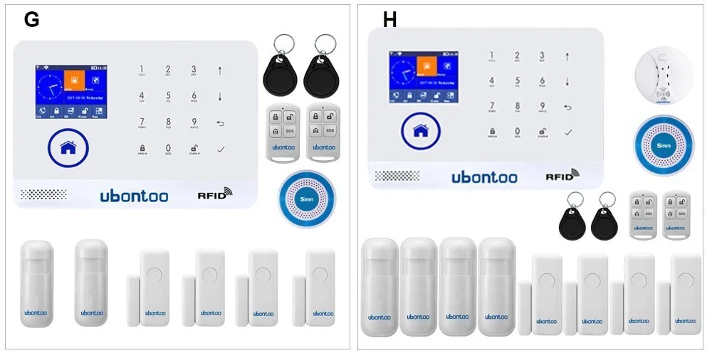 UBONTOO EN RU ES PL DE FR он переключаемый беспроводной домашней безопасности wifi GSM GPRS Сигнализация приложение пульт дистанционного управления RFID Arm/Disarm