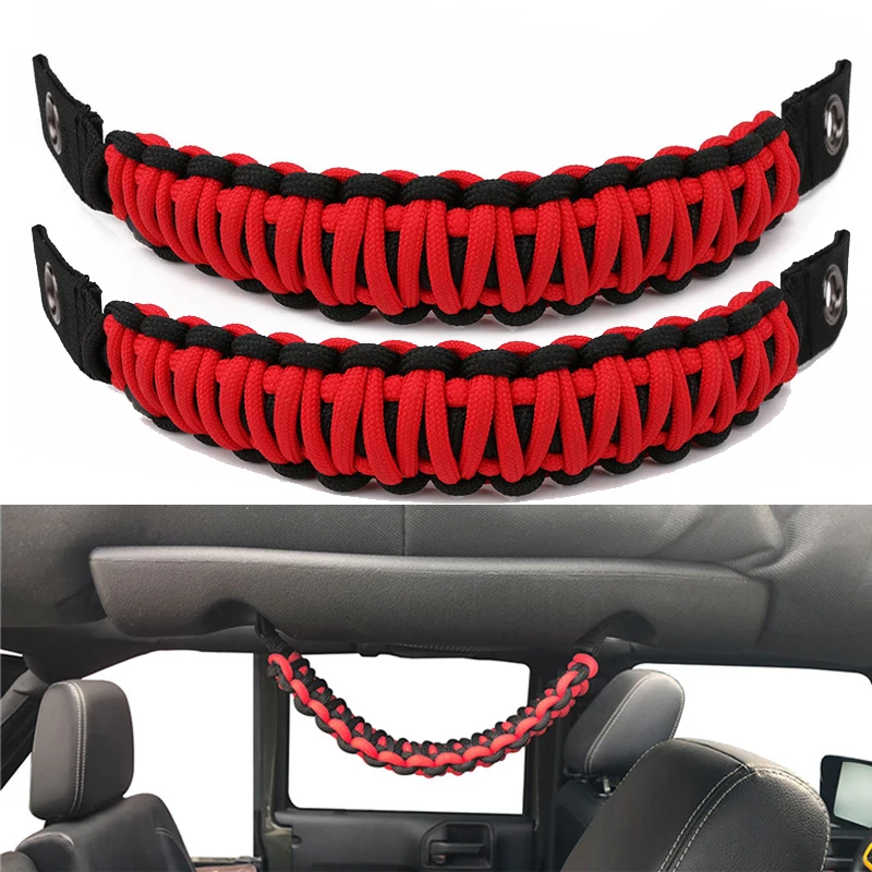 2-Pack Grab Handle Car Rear Seat Hand-rest Grip with Adjustable Pull Strap