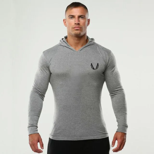 Summer Men's Cotton long Sleeve Hoodied T Shirt Casual fitness Sweater