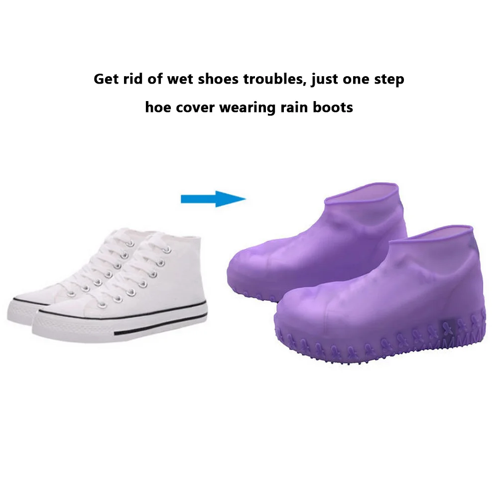 

24.5cm Silicone Rainproof Shoes Covers M Size Reusable Waterproof Rain Boots Non-slip Washable Unisex Wear-Resistant Recyclable