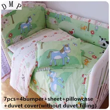 Скидка! 6/7 шт. детей белье для детской кроватки Комплекты хлопок постельные принадлежности для кроватки новорожденного, 120*60/120*70 см