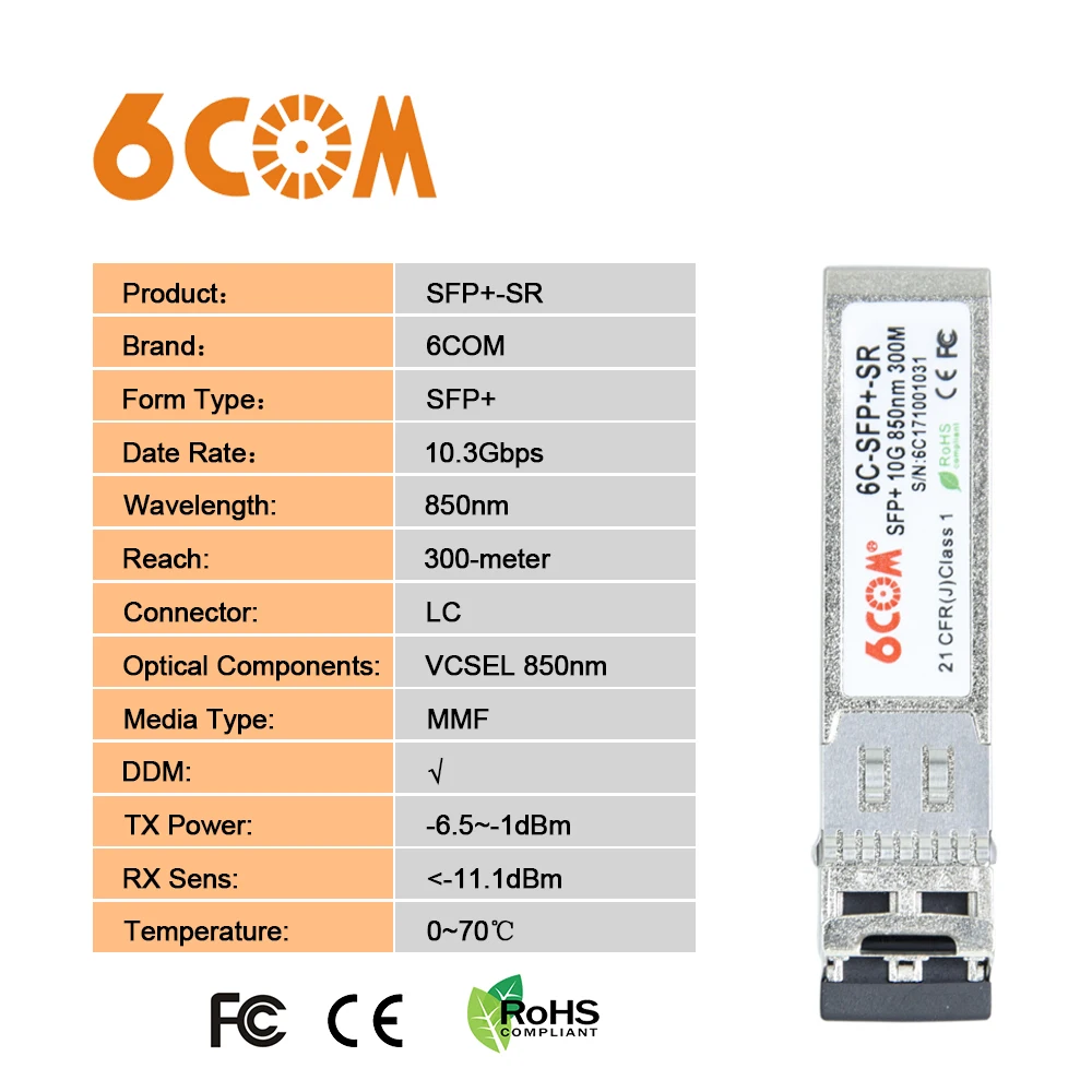 10GBASE-SR SFP+ модуль приемопередатчика 850nm 300m DDM LC MMF мини-модуль GBIC, для Mellanox, Alcatel-Lucent, D-Link, Ubiquiti, IBM