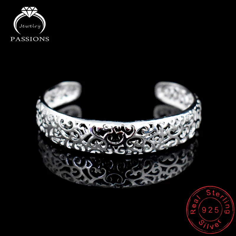 

New Arrival Trendy Adjustable Bracelets Bangle 925 Sterling Silver Plate Hollow Out Flower Bangles For Women&Girl Jewelry Gift