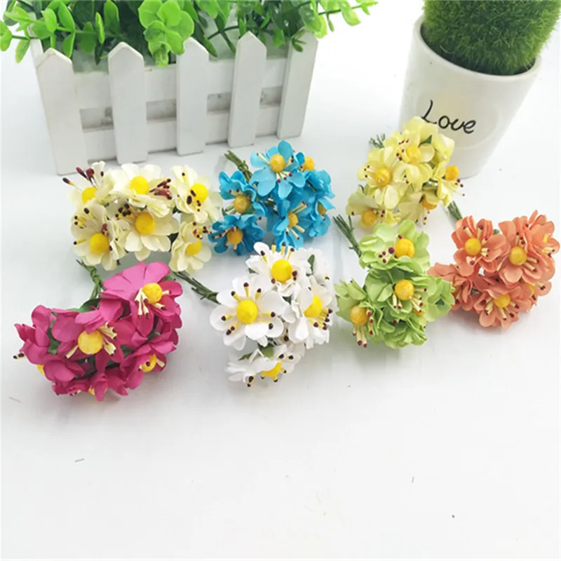 

Simulated mini paper flowers Sen Sen female hand DIY hand tools wreath hair band accessories yellow ball core