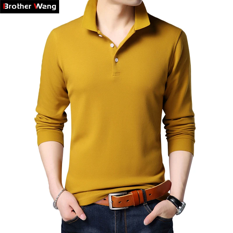 

2019 Men Clothes Autumn New Style Casual Long Sleeve T-shirt High Quality Business Fashion Cotton Lapel Tops Tee