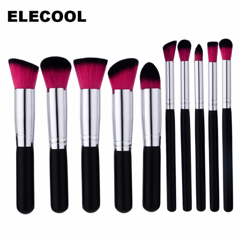 ELECOOL 10/4/1 шт набор кисточек для макияжа Maquillaje Profesional подводка для глаз губы нейлоновый инструменты для волос и макияжа Brochas Para Maquillaje - Handle Color: 10pcs black red