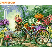 CHENISTORY рамка цветок велосипед DIY картина по номерам Современная Настенная картина каллиграфия картина для домашнего декора 40x50 см произведение искусства