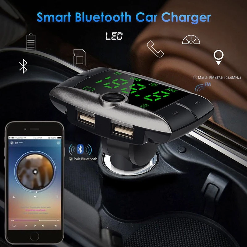 Беспроводной Bluetooth fm-передатчик модулятор Автомобильный MP3-плеер двойной usb зарядка автомобильный передатчик беспроводной радио адаптер mp3-плеер
