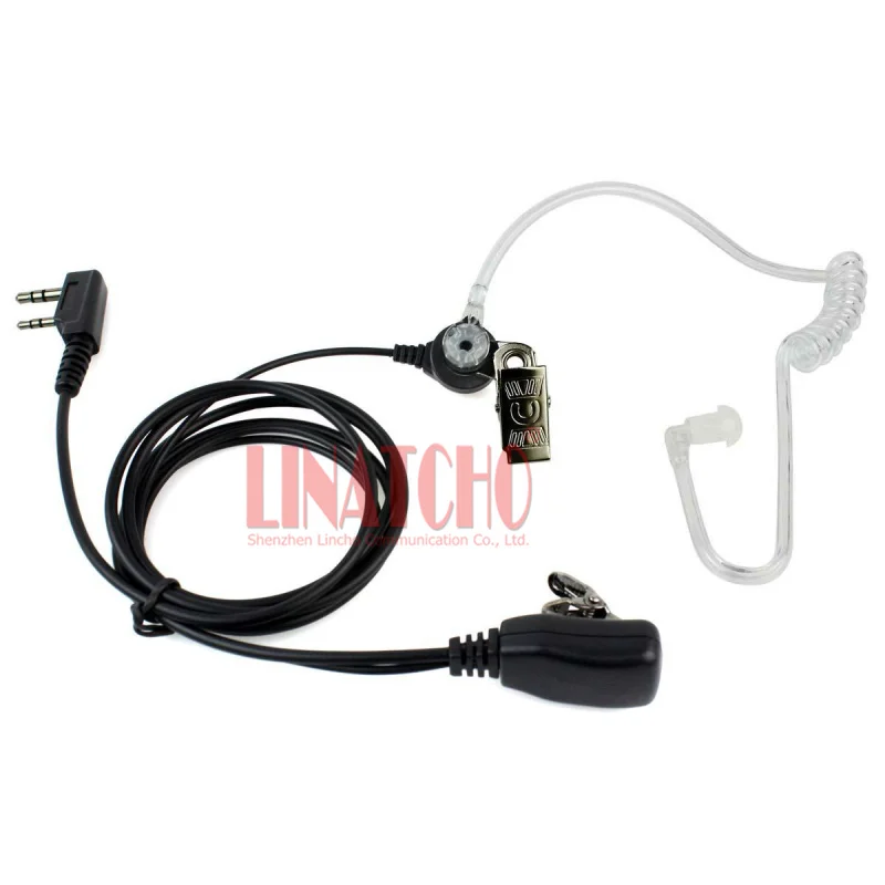 2 pin air tube ear earpiece mic for two way radio baofeng UV 5R BF 888s UV 82 UV 5RE walkie talkie headphone Headset