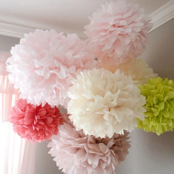 

Wedding Decoration Events 5 pcs 15 20 25 cm Pom Pom Tissue Paper Pompom Ball Party Supplie Baby Shower Birthday Garland,Q