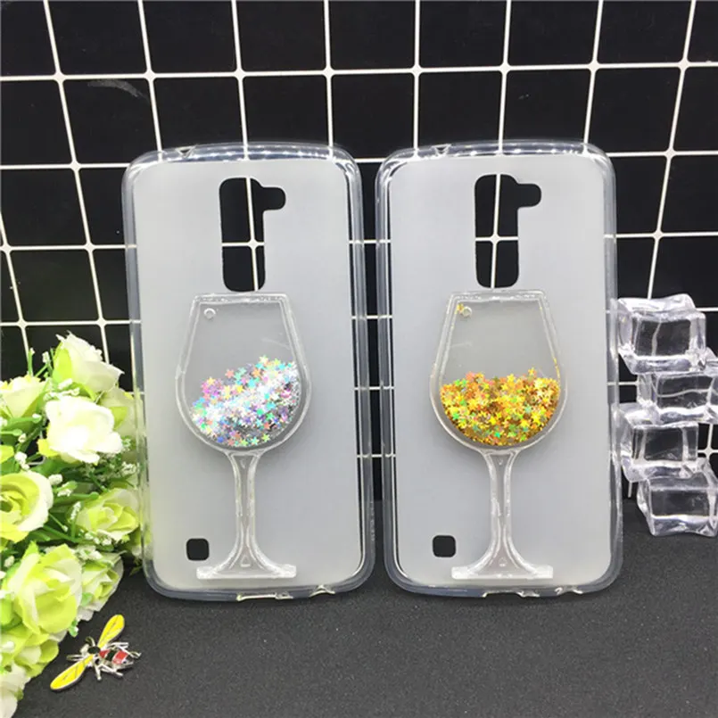 

Stars Dynamic Quicksand Phone Cases for LG Spirit 4G LTE H440Y H440N H440 H420 C70 H422 Case Clear Transparent Wine Cup Cover