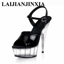 LAIJIANJINXIA/15 см высокие каблуки прозрачный для ночного клуба на платформе пикантные сандалии вечерние танцевальные туфли с открытым носком Для женщин туфли для танцев на шесте