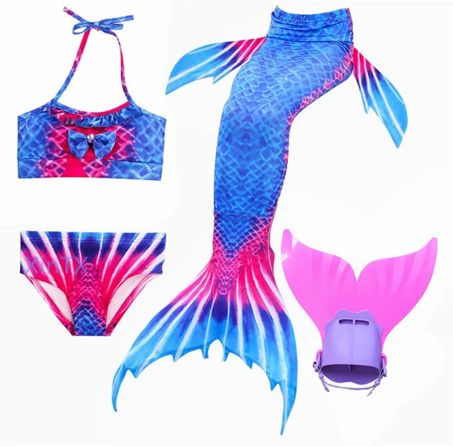 Новые 4 шт. комплект бикини купальники купальный костюм Русалочки Моноласты