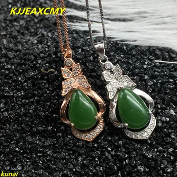 

KJJEAXCMY boutique jewels 925 silver Natural green jade pendant necklace send female jewelry gemstone a