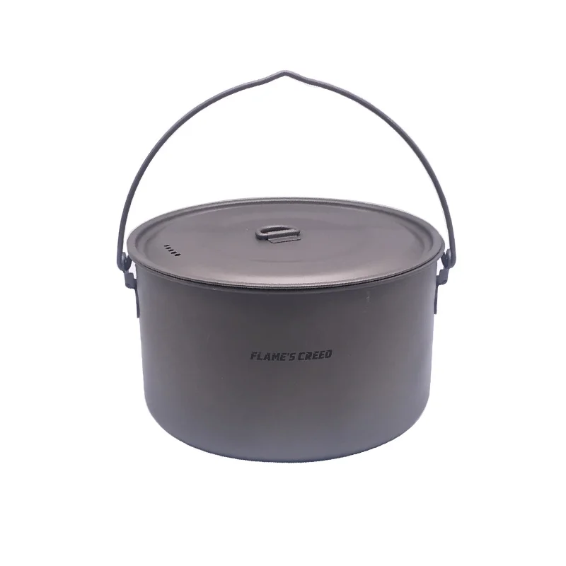 

FLAME'S CREED 1950ml Cookware Set Ultralight Titanium Pot Frying Pan Outdoor Camping Titanium Bowl Titanium Cup Picnic