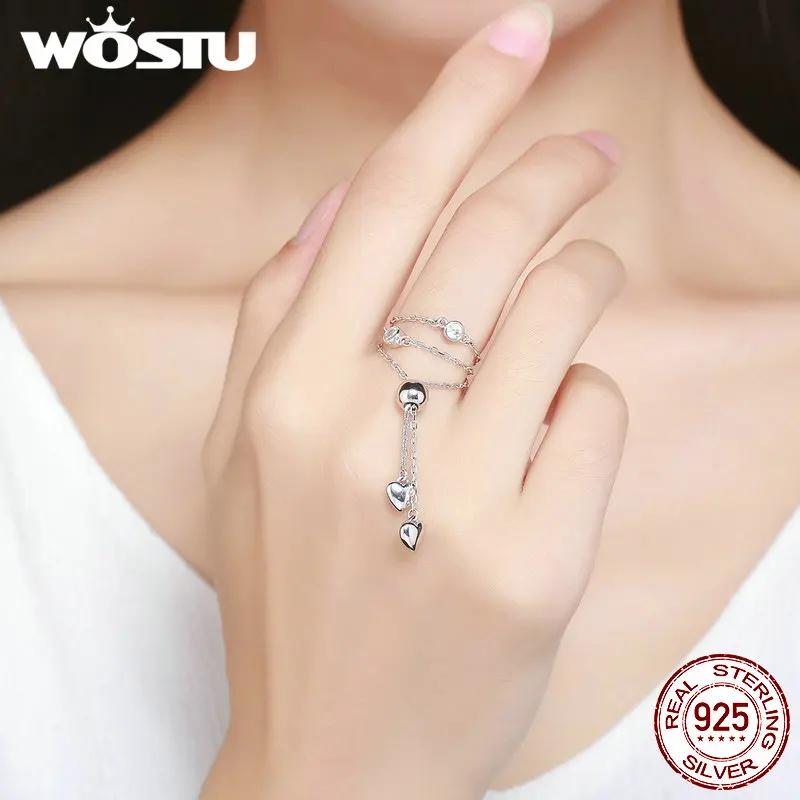WOSTU New Design 100% 925 Sterling Silver Two Pattern Chain Bracelet For Women Sterling-Silver-Jewelry DIY Gift CQB032