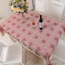 European lace table cloth, coffee table cloth tablecloth, embroidered jacquard wine cabinet TV cabinet cover cloth.