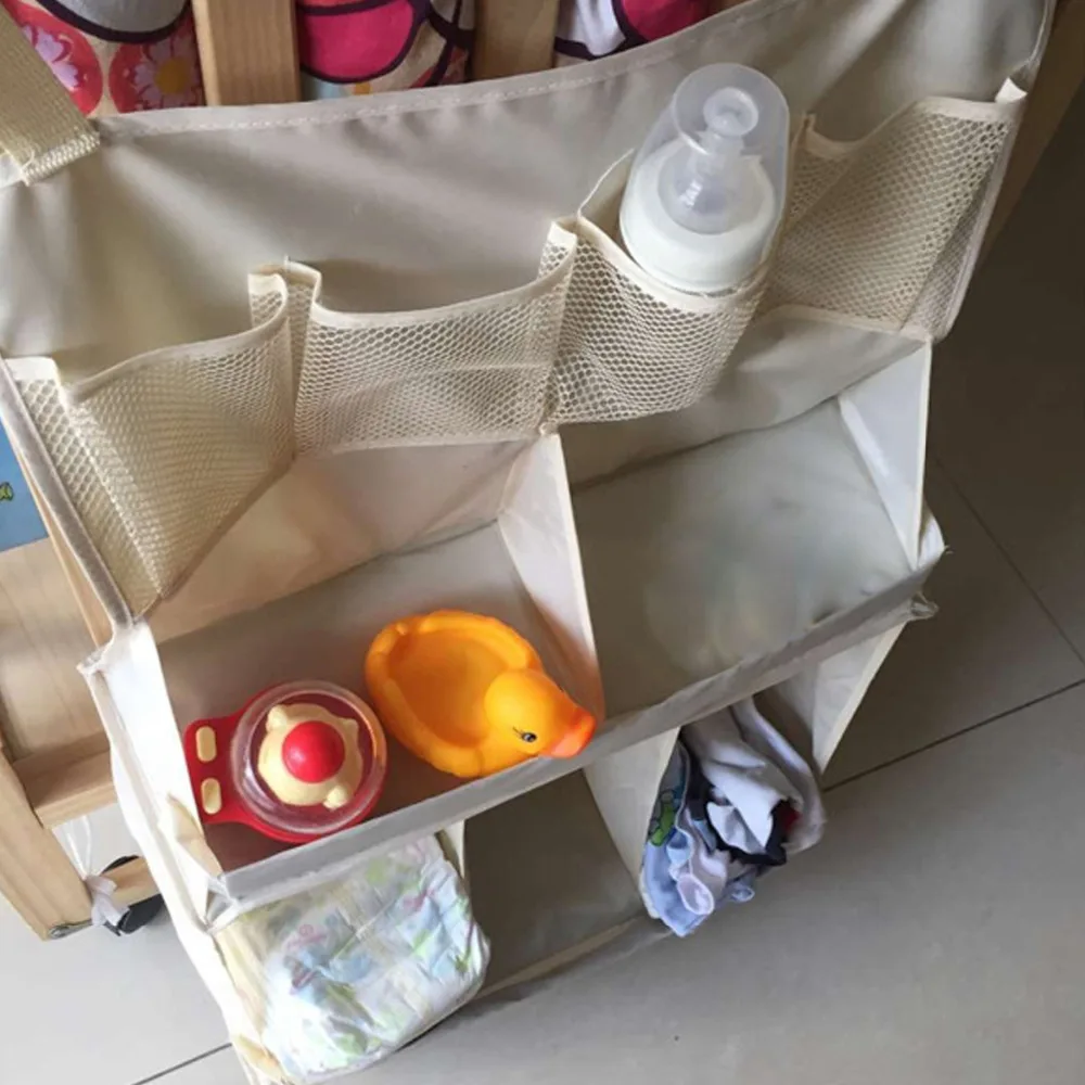  1set Baby Crib Children's Bed Hanging Bag Portable Waterproof Diapers Bedside Organizer Bed Bumper 