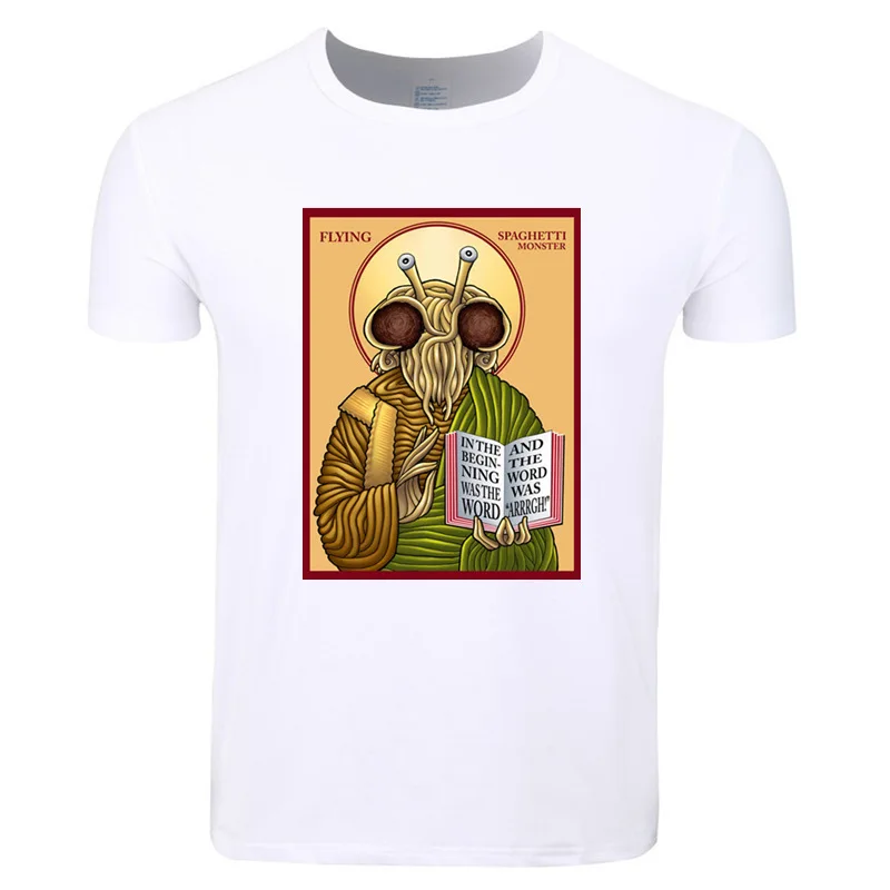 Модная футболка с принтом летающих спагетти Monster FSM Летняя Повседневная футболка с круглым вырезом и короткими рукавами