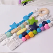 Прищепка для соски цепь силиконовый держатель пустышка Прорезыватель Соска с пищевой силиконовой соской для кормления младенцев BNZ17