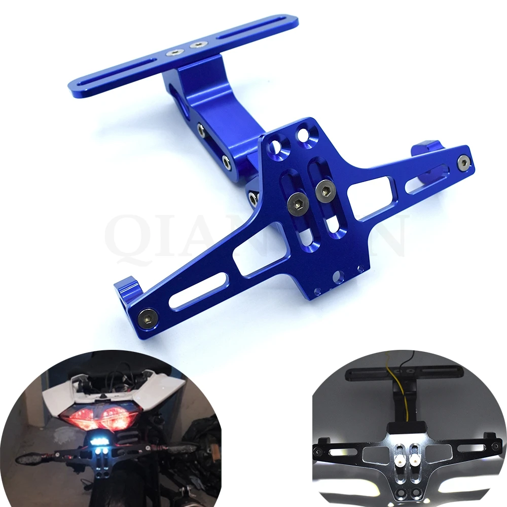 

Universal CNC Alumium Motorcycle License Plate Bracket Holder with LED Light For BMW K1600 K1200S R1200RT R1200ST R1200GS HP2