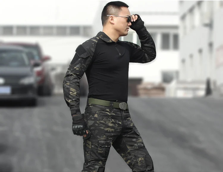 

Man shirt Trekking pads airsoft Army uniform Military camo hunter Tactical Combat BDU Shirt Pants Men's Sets