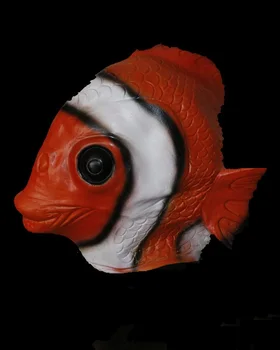 

Promotional Realistic High-quality Fancy Costume Latex Gold Fish Mask Halloween Prop