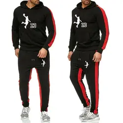 Новинка 2019 брендовый спортивный костюм Мода Jordan Мужская спортивная одежда комплект из двух предметов хлопок флис плотное худи + штаны