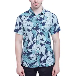 2019 повседневные сексуальные мужские новые с коротким рукавом пляжные Ветер Печать Мода хлопок короткий рукав Топ гавайская рубашка Camisa