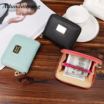 

2018 Women Short Wallets PU Leather Female Purses Nubuck Card Holder Wallet Fashion Woman Small Zipper Wallet With Coin Purse