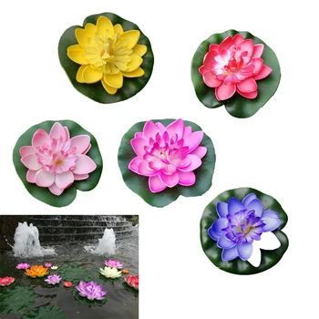 

5Pcs Artificial water lily Simulation Plant Floating Water Lily EVA Lotus Flower Pond Decor 10cm