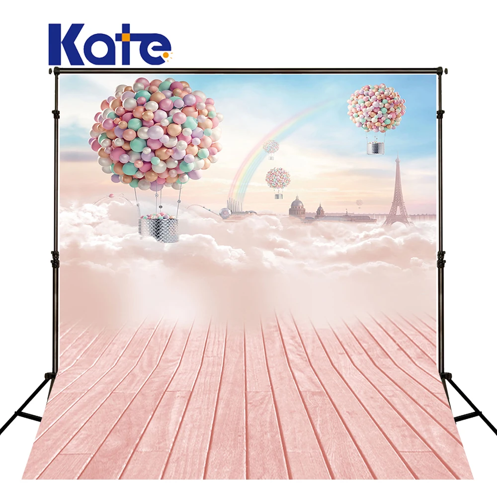 

Free Shipping 5ft*6.5ft(150cm*200cm) Kate Photography Backdrops Balloon Rainbow Sky Background studio For Children S-959