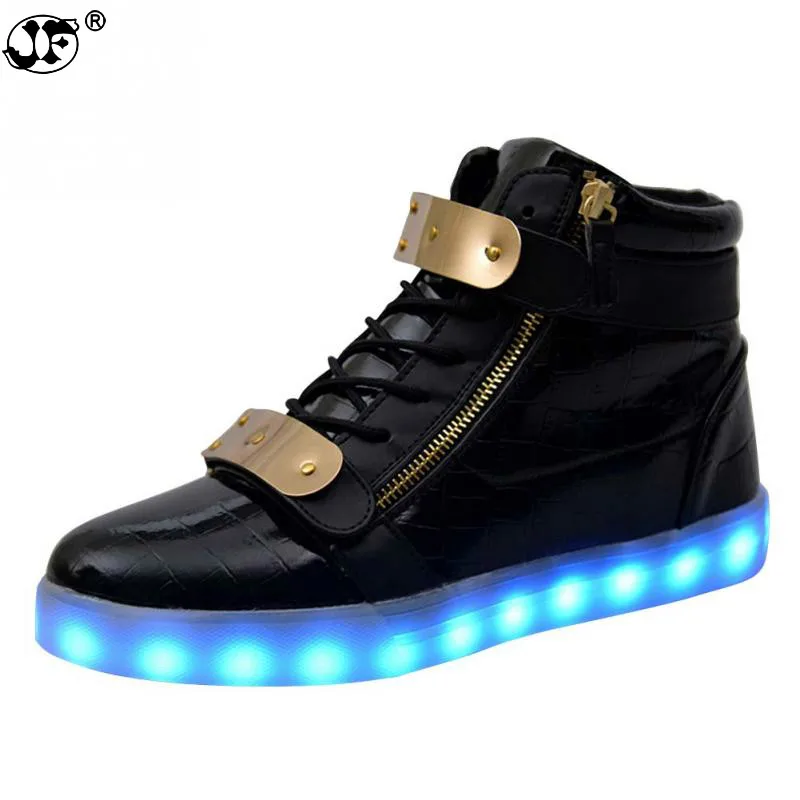 

Men USB Charging High Top Luminous LED Light Shoes 7 Colors Flashing Casual Glowing Light up Shoes for Adults866