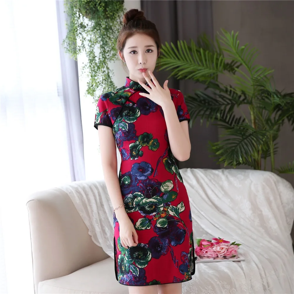 Шанхай история 2019 Весна Cheongsam смесь льна Qipao с подкладкой китайское традиционное платье Восточный китайский Женская одежда