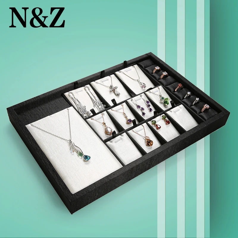 N & Z новая кожа Смешанные Ювелирные Изделия Дисплей лоток кольцо/ожерелье/кулон/браслет держатель для показа бижутерии Органайзер